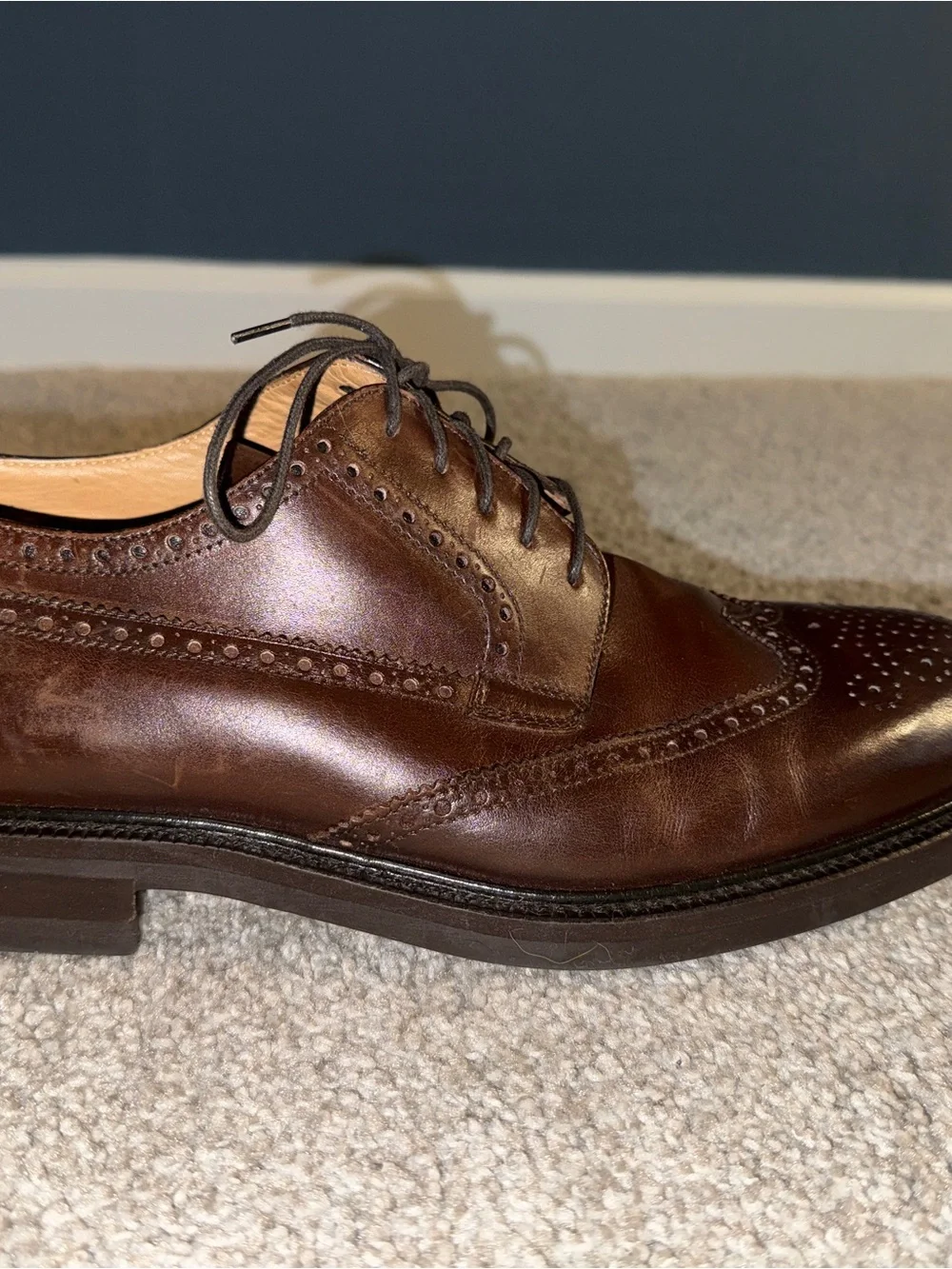 J Crew Classic Brown Leather Brogue Dress Shoes
